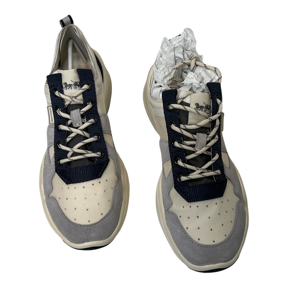 Coach Women's Sneaker Cream Crystal Runner Chalk Shoes Lace-Up‎ Size 8.5 NIB